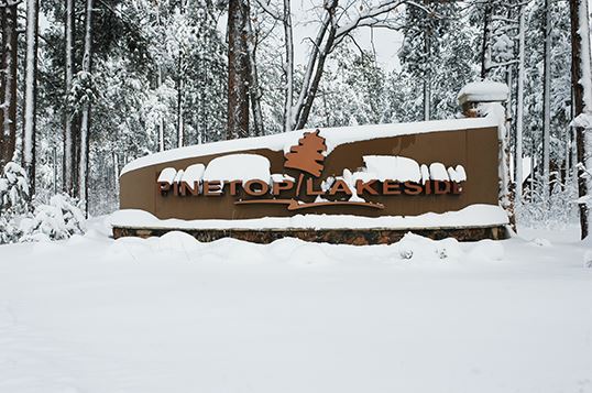 Pinetop-Lakeside Sign Covered with Snow